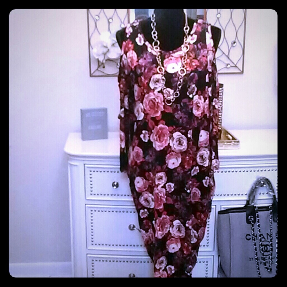 Floral peek-a-boo sleeve dress